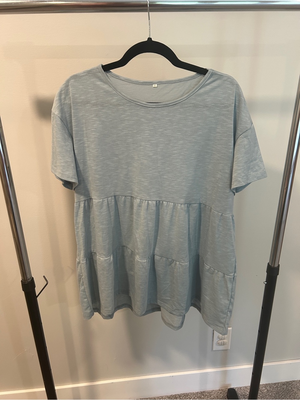 Women's Light Blue Tiered Short Sleeve Top